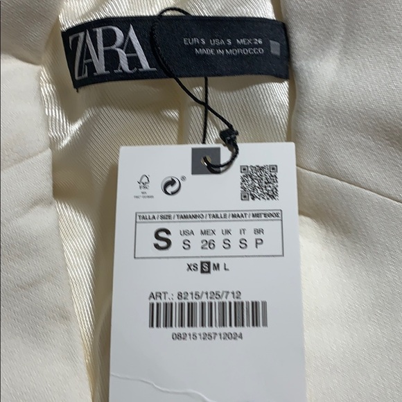 NWT. Zara Ivory Lapel Collar Blazer. Size XS, S. - Picture 8 of 8